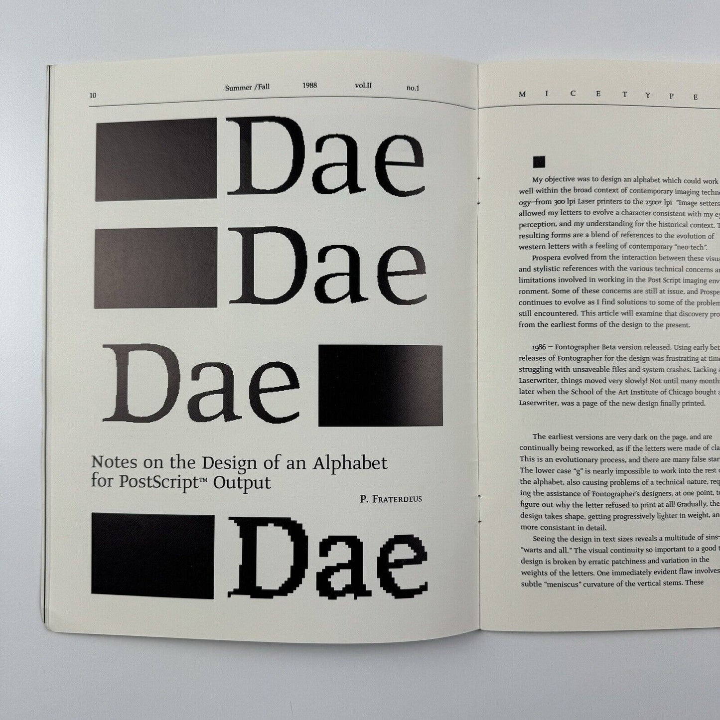 MiceType Alphabets Inc. Summer/Fall 1988 | Volume II, no. 1&2