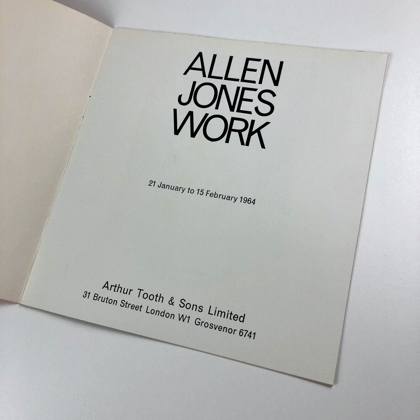 Allen Jones: Work | Arthur Tooth & Sons exhibition catalogue, Jan-Feb 1964