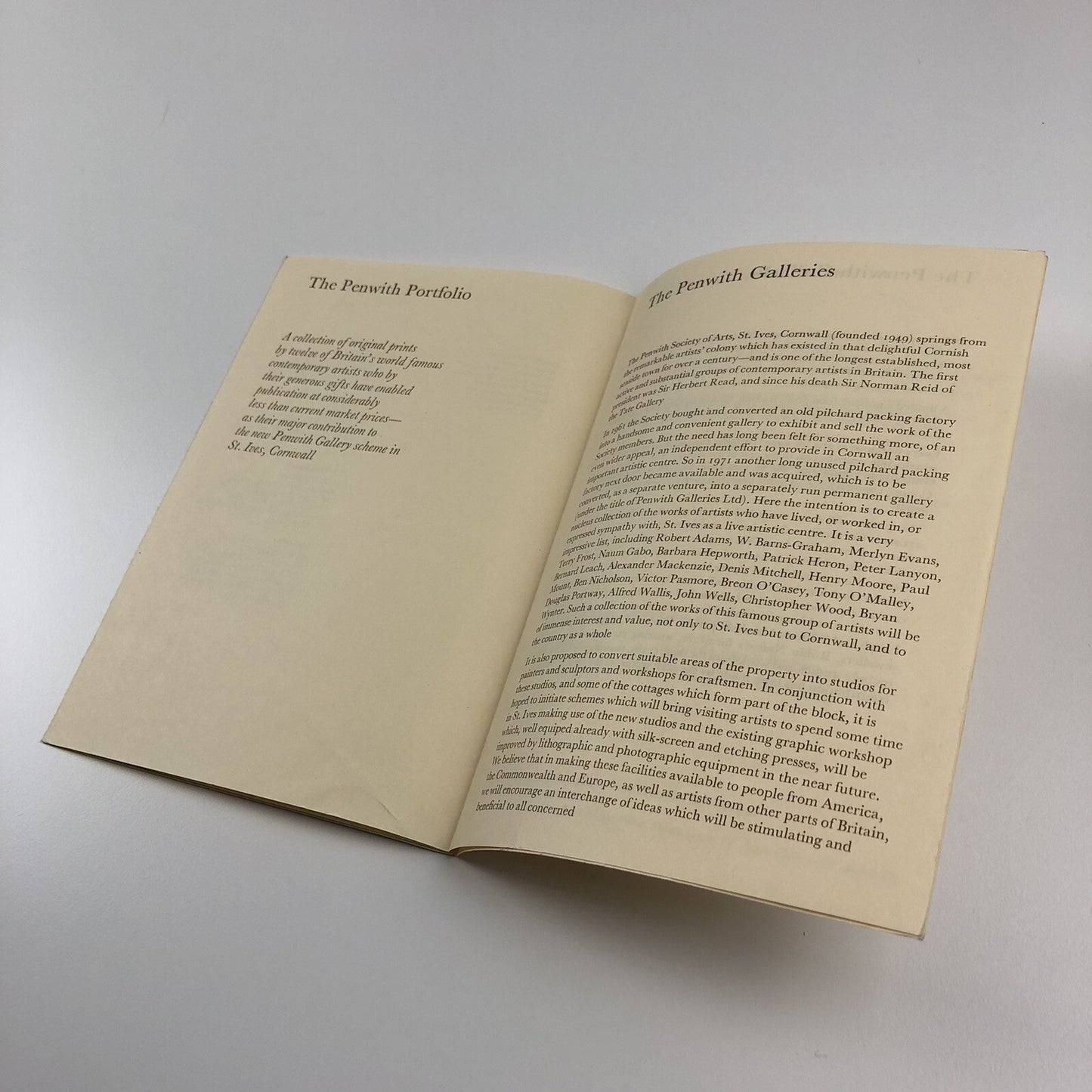 Leaflet – A Portfolio of Twelve Lithographs | Penwith Galleries, November 1973