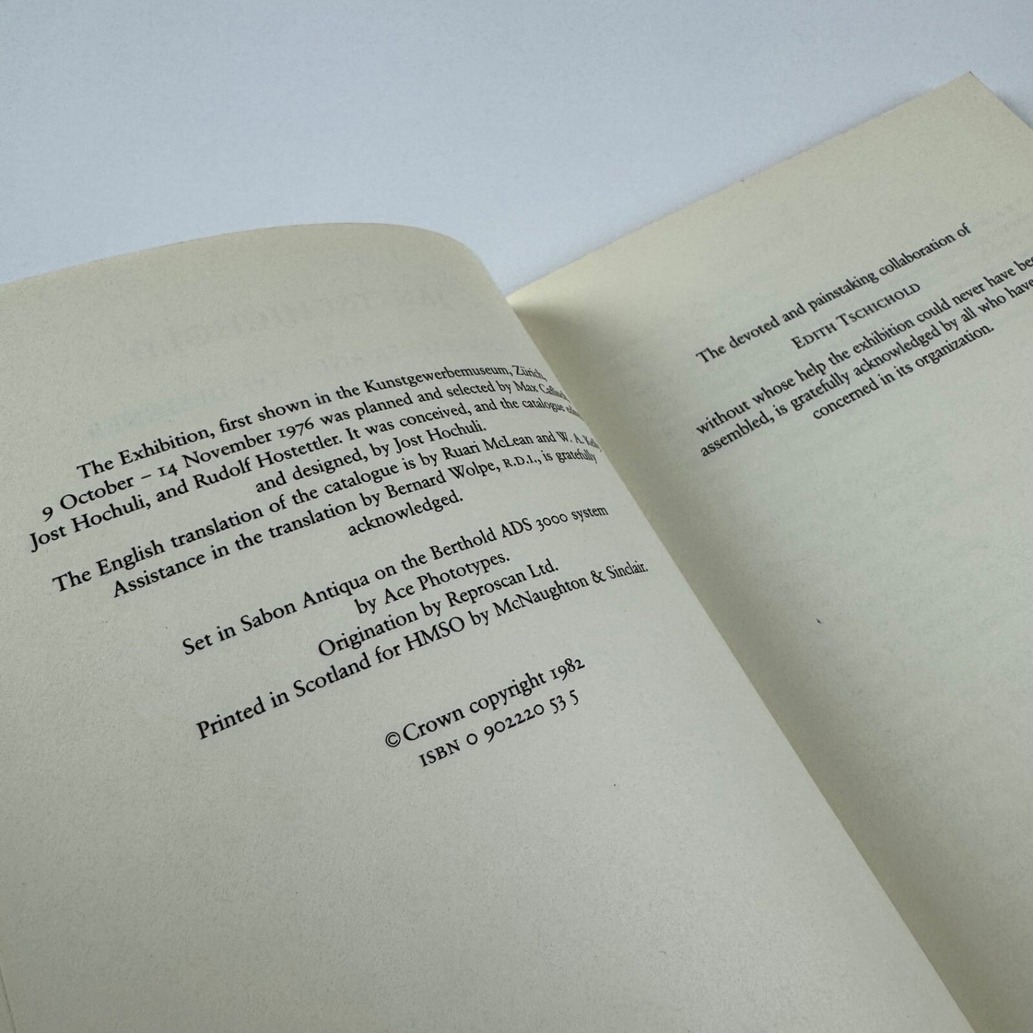 Jan Tschichold. Typographer and Type Designer 1902-1974 | National Library of Scotland, Edinburgh, 1982
