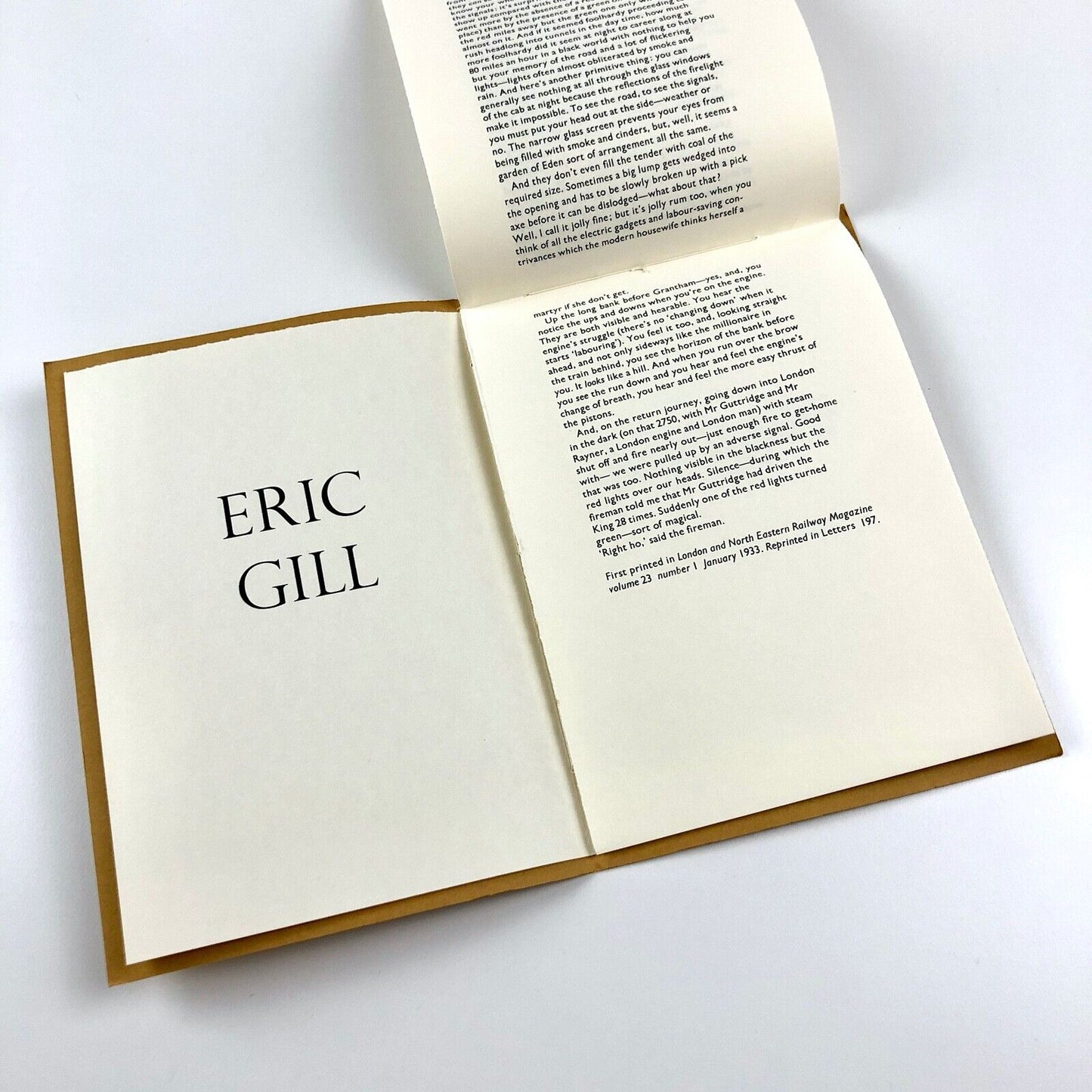 Eric Gill. On the Flying Scotsman | Beeches Press, London, 1990