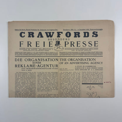 Crawfords Advertising Agency promotional newspaper 14 December 1929
