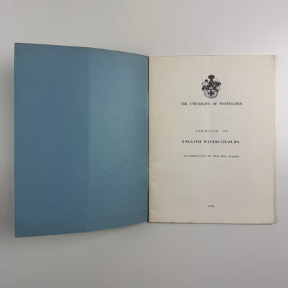 Exhibition of English Watercolours purchased from the Glen Bott bequest | University of Nottingham, 1972