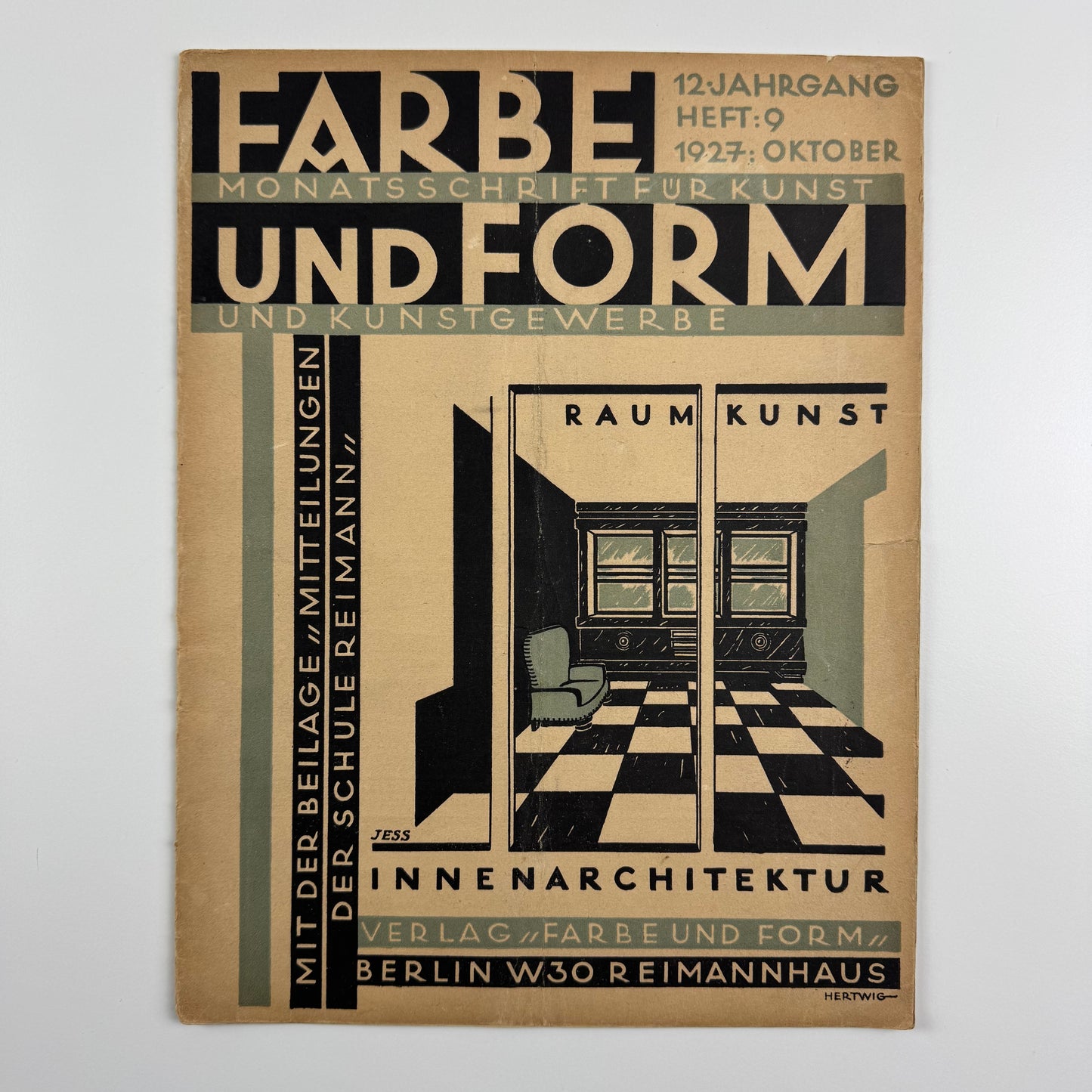 Farbe und Form. Monatsschrift für Kunst und Kunstgewerbe | Mit der beilage 'Mitteilungen der Schule [Albert] Reimann' |  12 Jahrgang, 9, October 1927