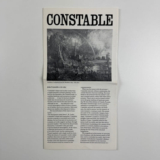 Gallery guide/fold-out leaflet to accompany the Constable exhibition held at Tate Gallery between 18 February and 25 April 1976