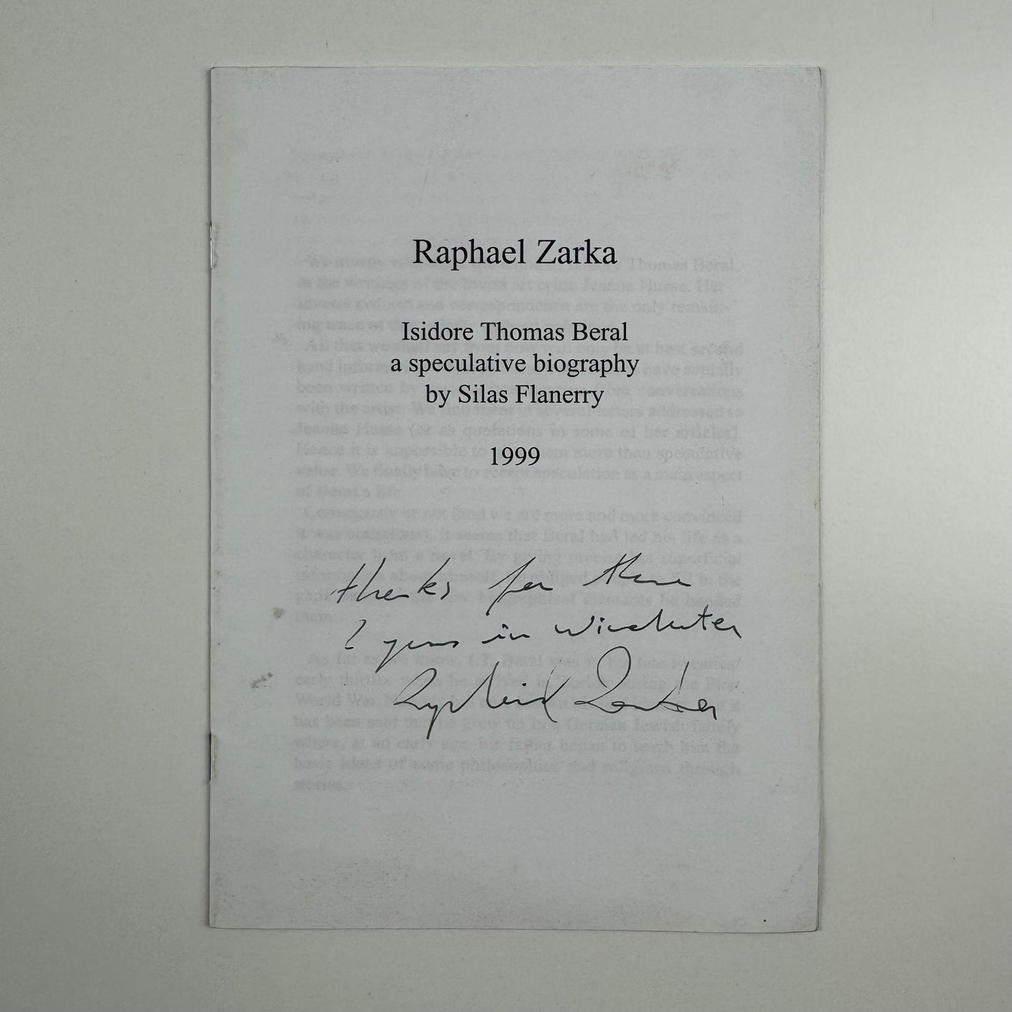 Raphaël Zarka. Isidore Thomas Beral a speculative biography by Silas Flannery, 1999 | signed by Raphaël Zarka