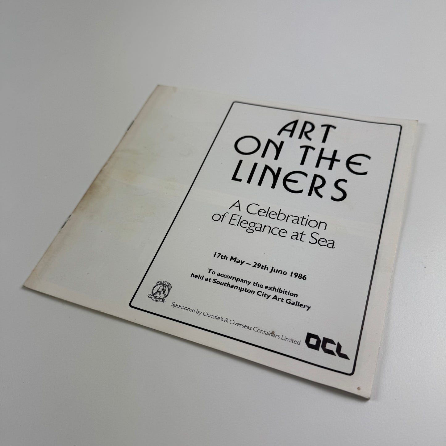 Small leaflet for Art on the Liners. A Celebration of Elegance at Sea | Southampton City Art Gallery, 1986