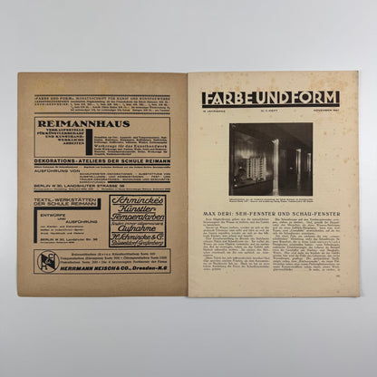 Farbe und Form. Monatsschrift für Kunst und Kunstgewerbe | Mit der beilage ‘Mitteilungen der Schule [Albert] Reimann' |  12 Jahrgang, 10/11, November 1927