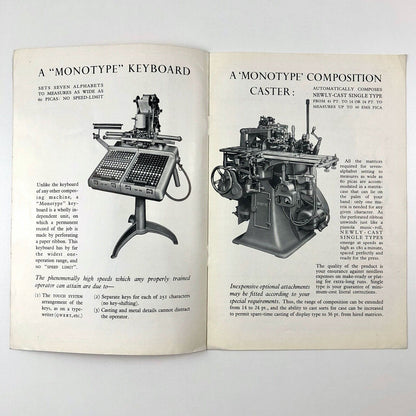 Monotype Corporation composing and casting machine | Promotional leaflet, 1950s?