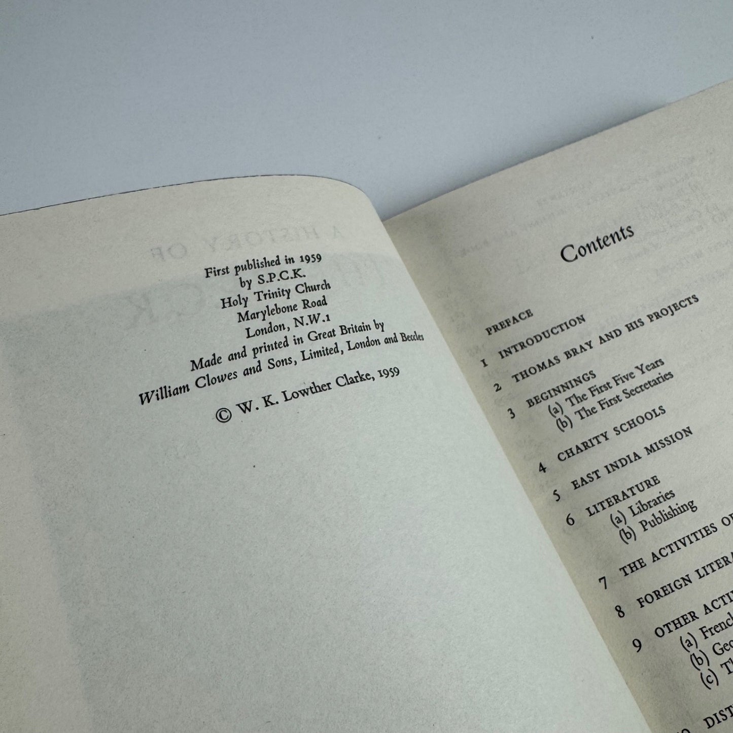 A History of The S.P.C.K. by W.K. Lowther Clarke | S.P.C.K. London, 1959