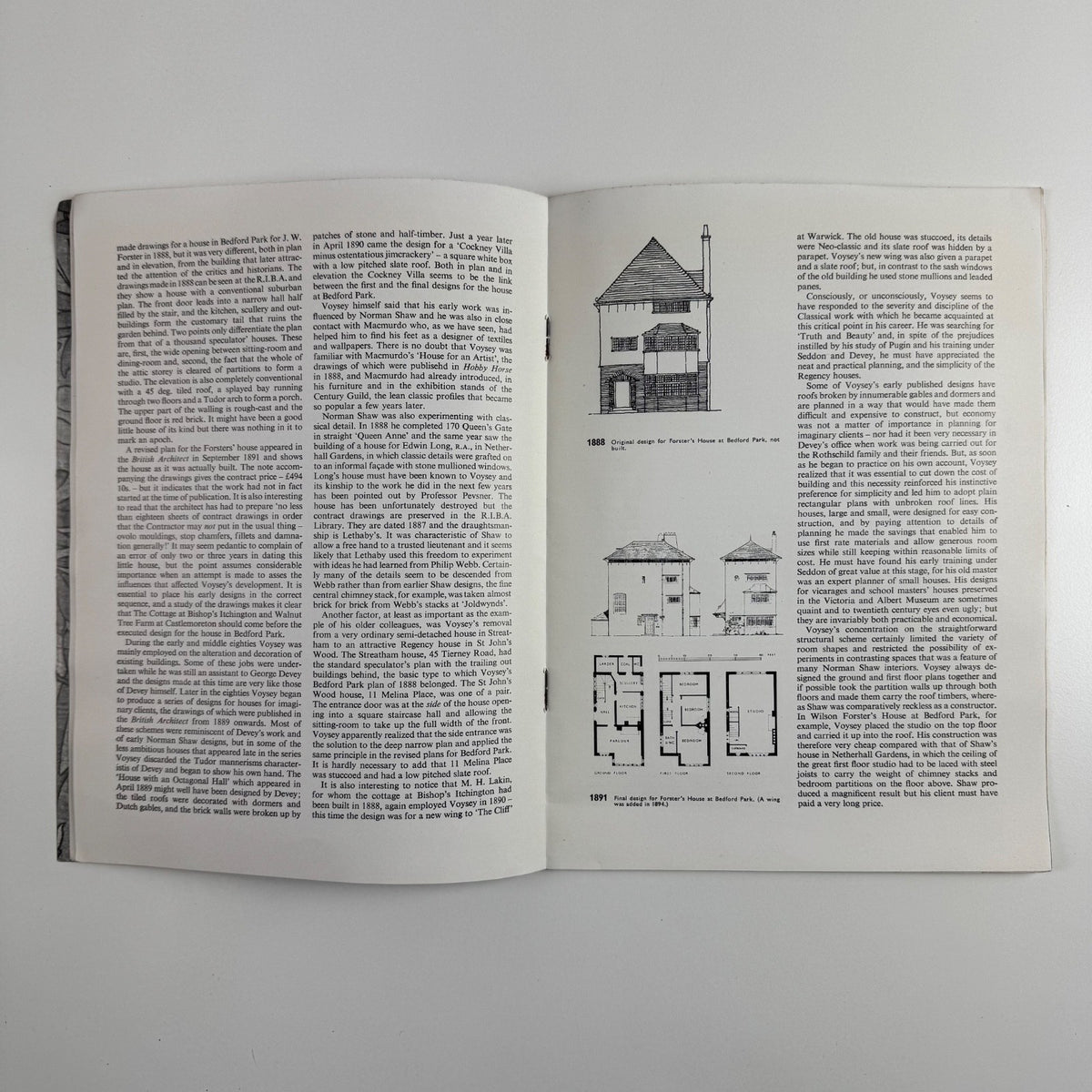 C.F.A. Voysey A Memoir by John Brandon Jones | The Architectural Association, date not given, presumed c. 1957