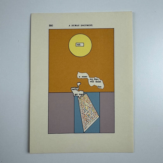 A Humument page 280 “a sneer my dear” by Tom Phillips | Tetrad Press, 1970