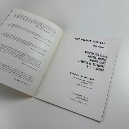 Five Belgian Painters from London | Maurice Jadot, Lucette Heureux, J. Kelvin de Meerendré, Marcelle van Caillie, E.L.T. Mesens | Grabowski Gallery 1961