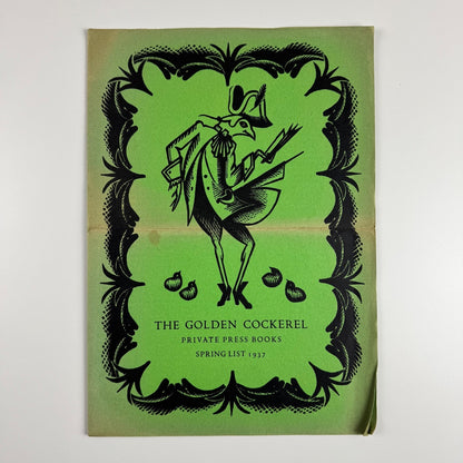 Folder The Golden Cockerel Press private press books spring list 1937 includes John Milton Paradise Lost