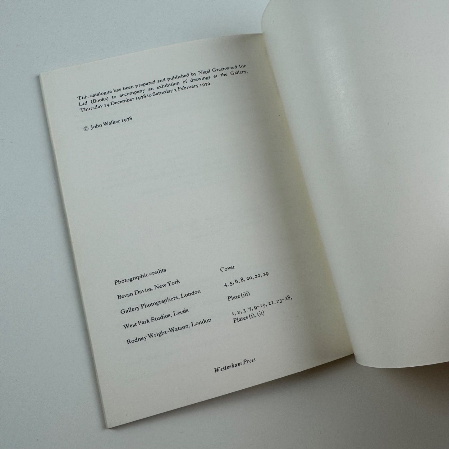 John Walker. Drawings 1978 | The Gallery, London, Nigel Greenwood 1979