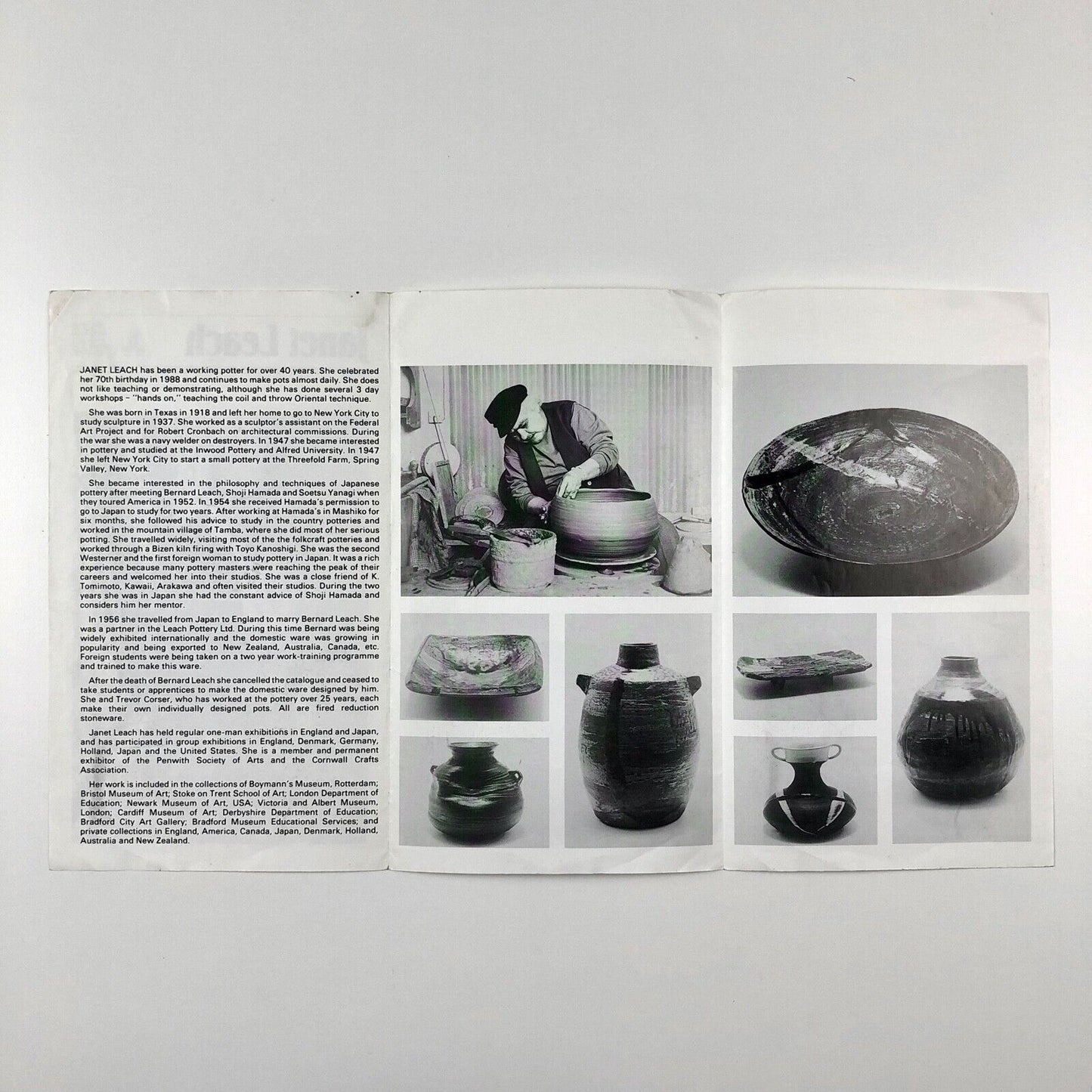 Janet Leach | Brief biography leaflet | Leach Pottery, St. Ives, c.1990s