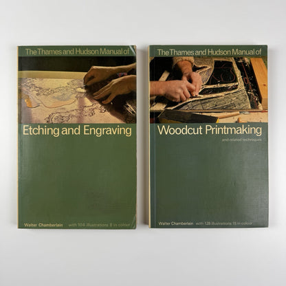 Etching and Engraving & Woodcut Printmaking by Walter Chamberlain | Two books, Thames & Hudson, 1978