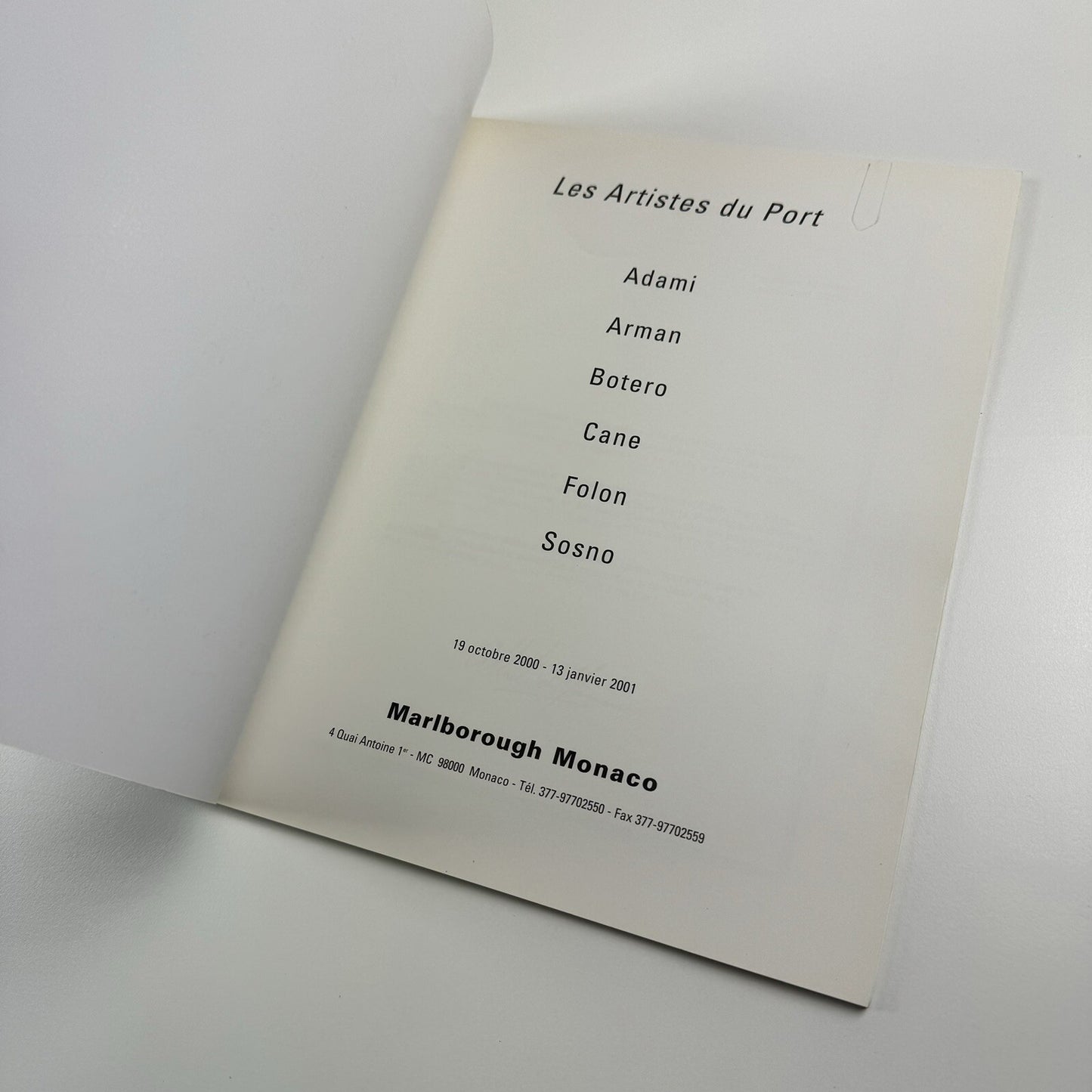 Les Artistes du Port | Adami, Arman, Botero et al | Marlborough Monaco catalogue, 2000/1