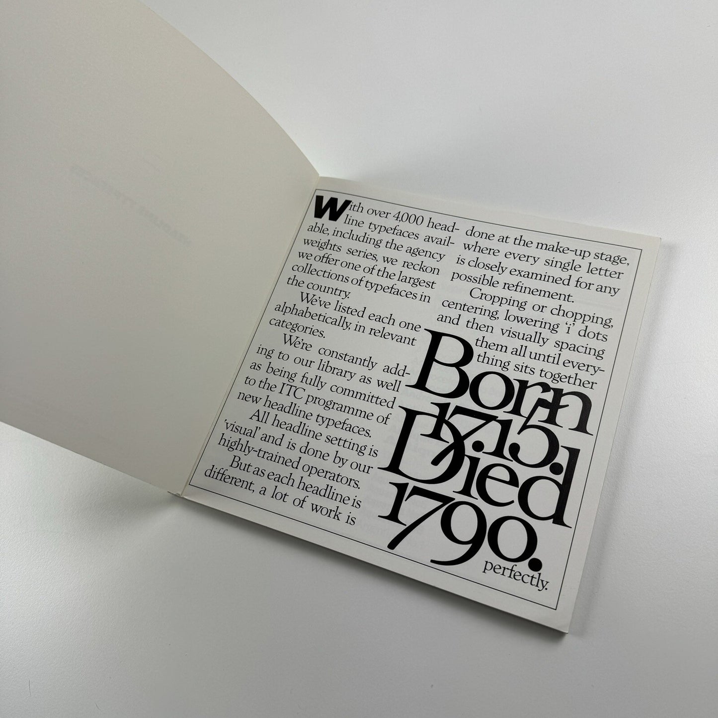 Headline Typefaces – Equation Graphics Ltd London | Type specimen booklet, undated
