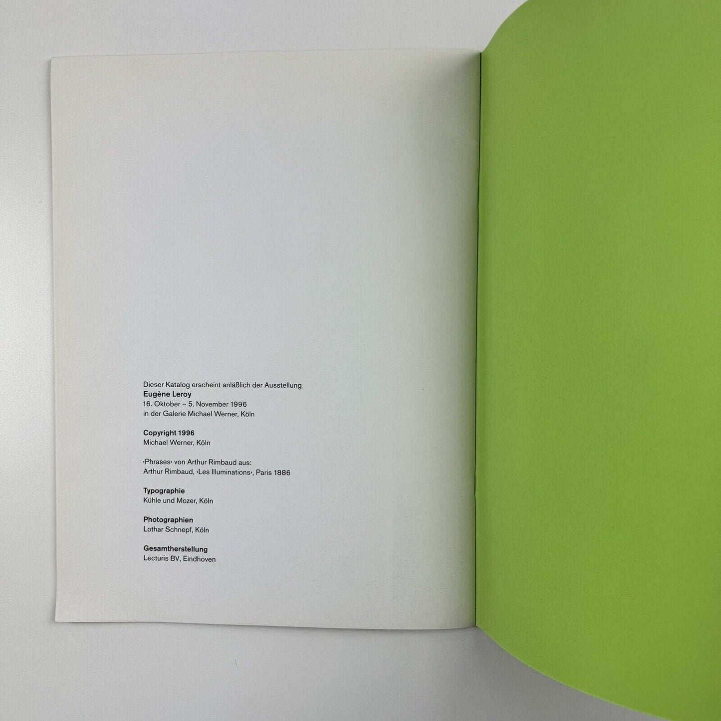 Eugène Leroy. Neue Bilder | Text by Arthur Rimbaud | Michael Werner Cologne, 1996