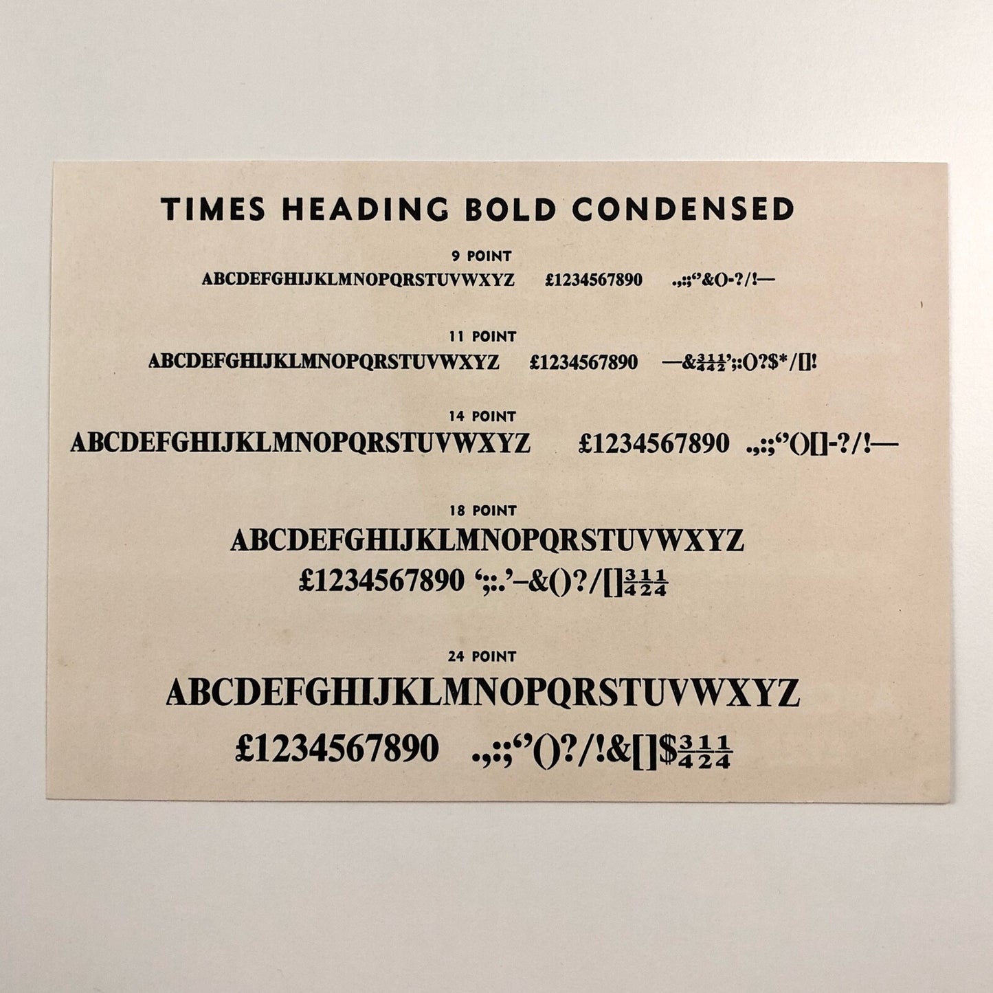 Metroblack / Times Heading Bold Condensed | 2-page type specimen card | William Addison Dwiggins