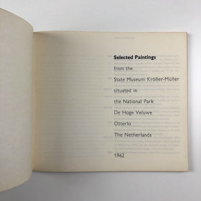 Selected Paintings from the State Museum Kröller-Müller, Otterlo | 1962 exhibition catalogue