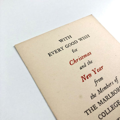 Small Christmas card – from the Members of The Marlborough College Press | December 1945