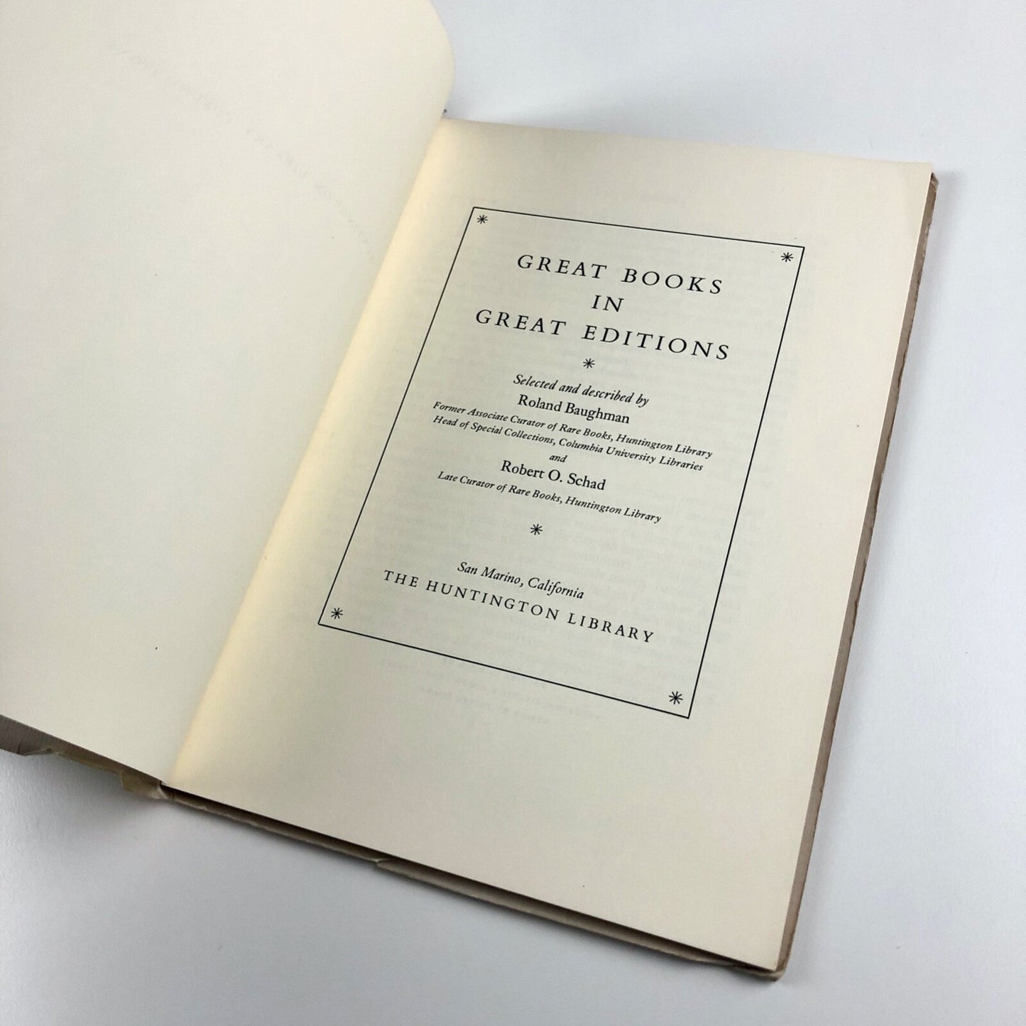Great Books in Great Editions | Roland Baughman – The Huntington Library, fourth printing 1973