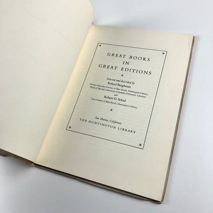 Great Books in Great Editions | Roland Baughman – The Huntington Library, fourth printing 1973