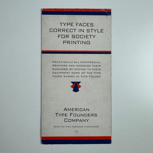 Leaflet type faces correct in style for society printing American Type Founders undated