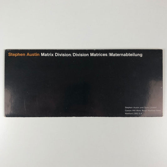 Stephen Austin Matrix Division ephemera | Promotional trade leaflet, 1970s?