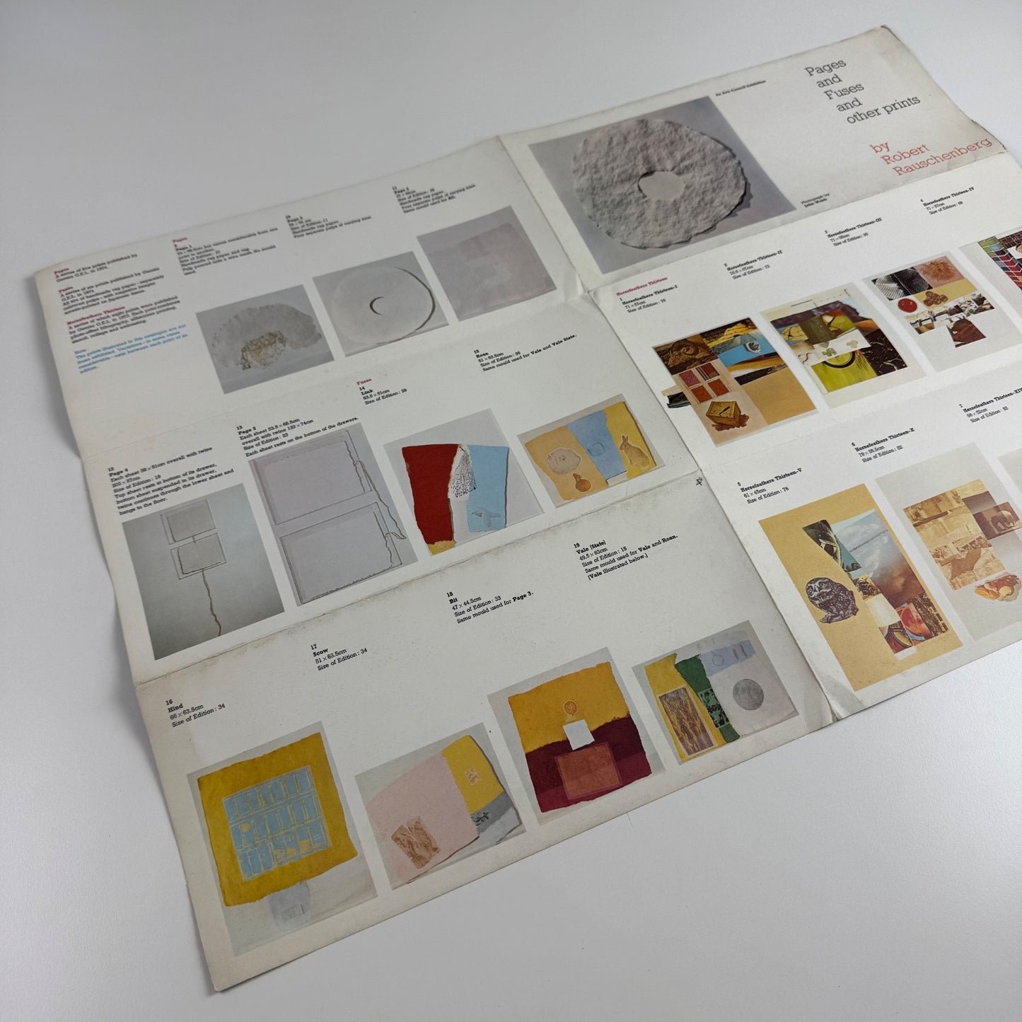 Fold-out poster/leaflet for Pages and Fuses and other prints by Robert Rauschenberg | Welsh Arts Council, 1975