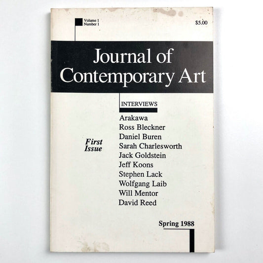 Journal of Contemporary Art. Volume 1 Number 1 First Issue Spring 1988 eds. Philip Pocock and John Zinsser