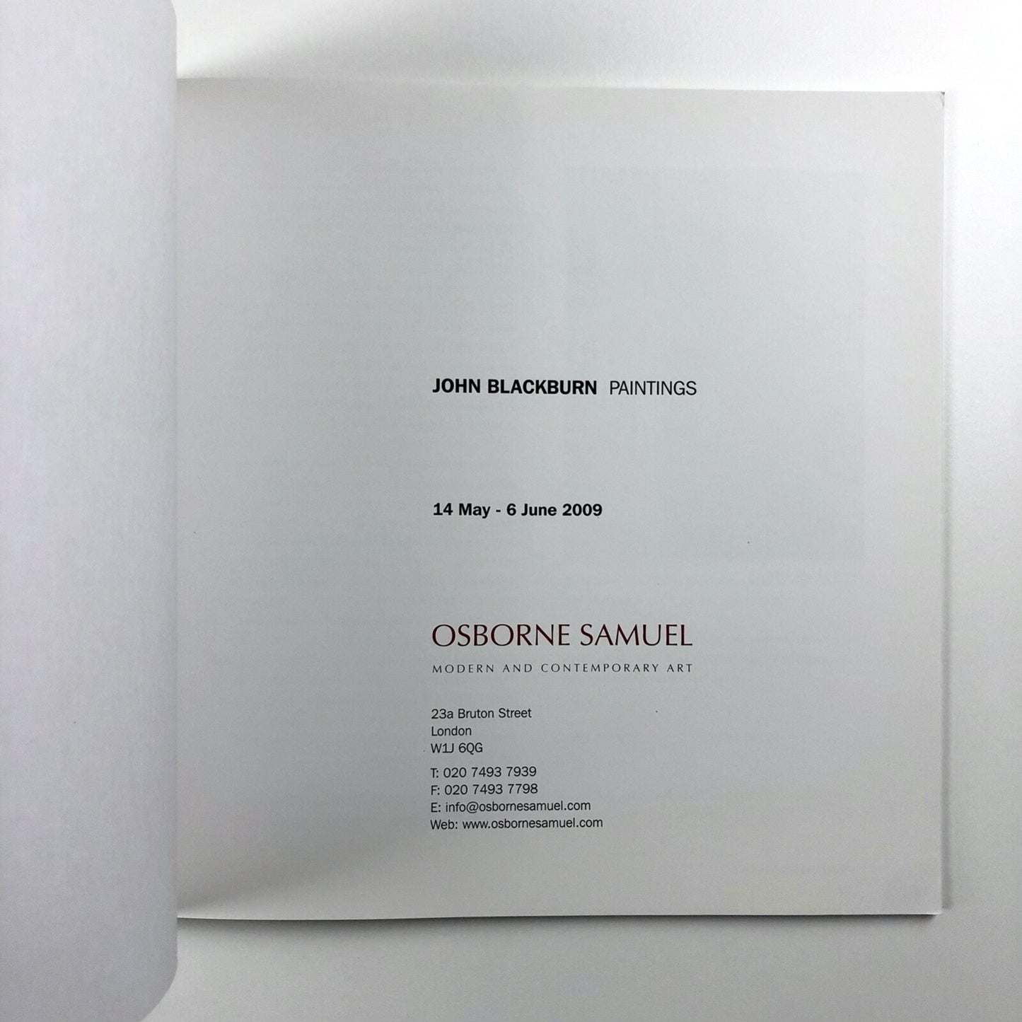John Blackburn. Paintings | Osborne Samuel catalogue, 2009