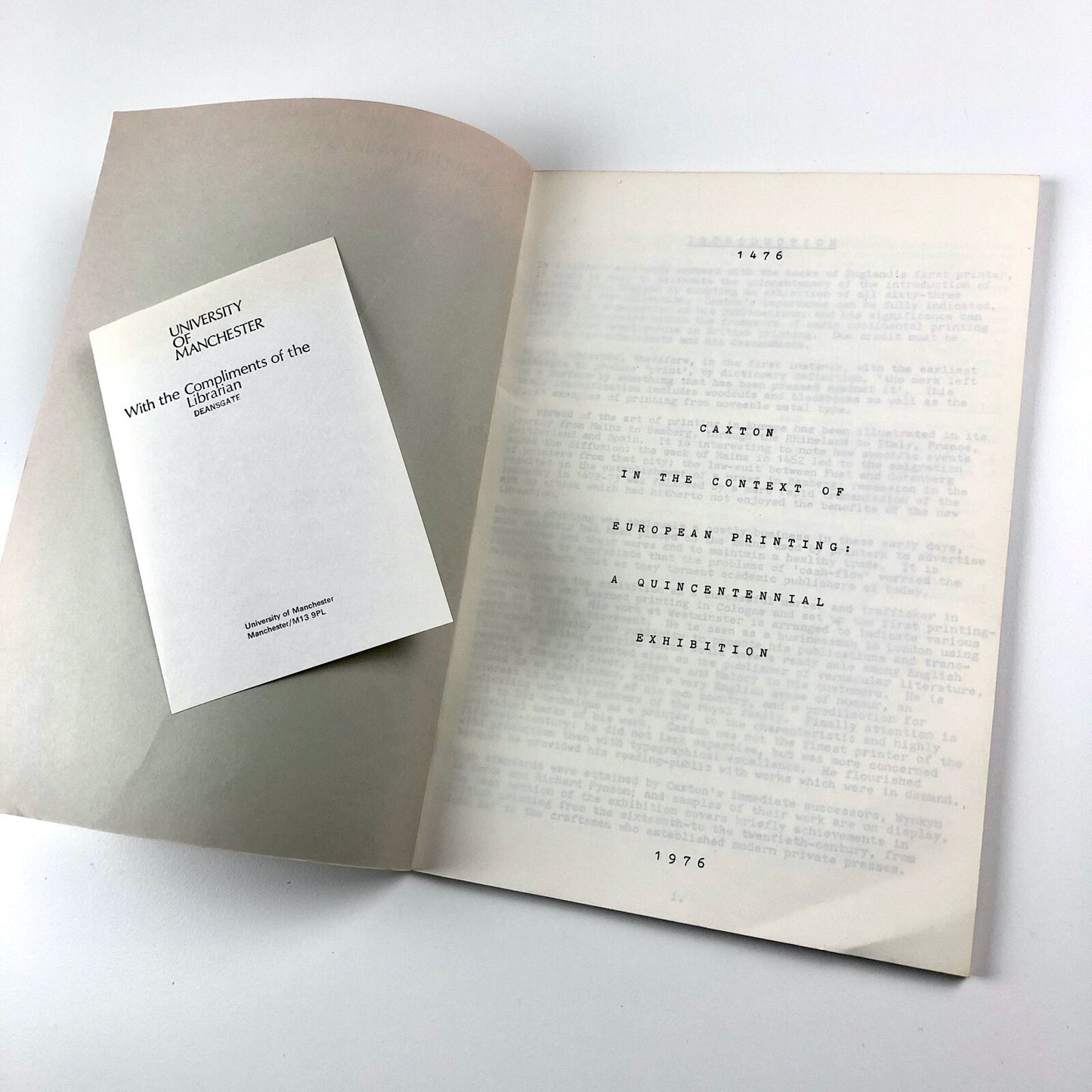 Caxton in the Context of European Printing 1476–1976 | John Rylands Library 1976