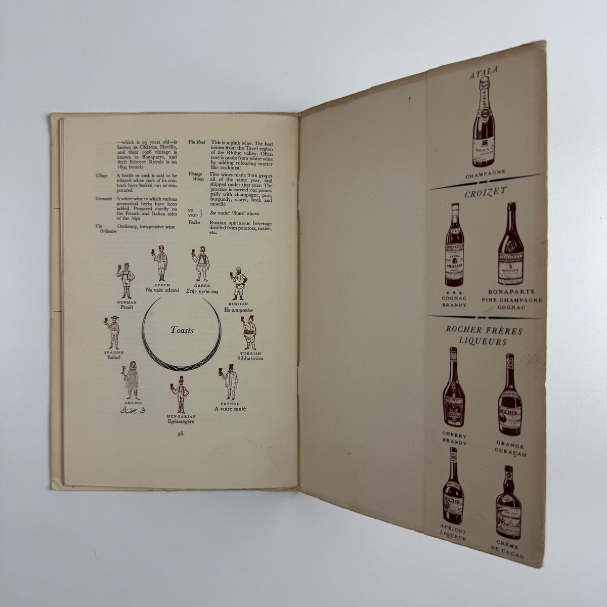Fine Drinking: Ayala Champagne, Croizet Brandy, Rocher Liquers. Messrs Blumenthals, London, 1949 Printed at the  Curwen Press