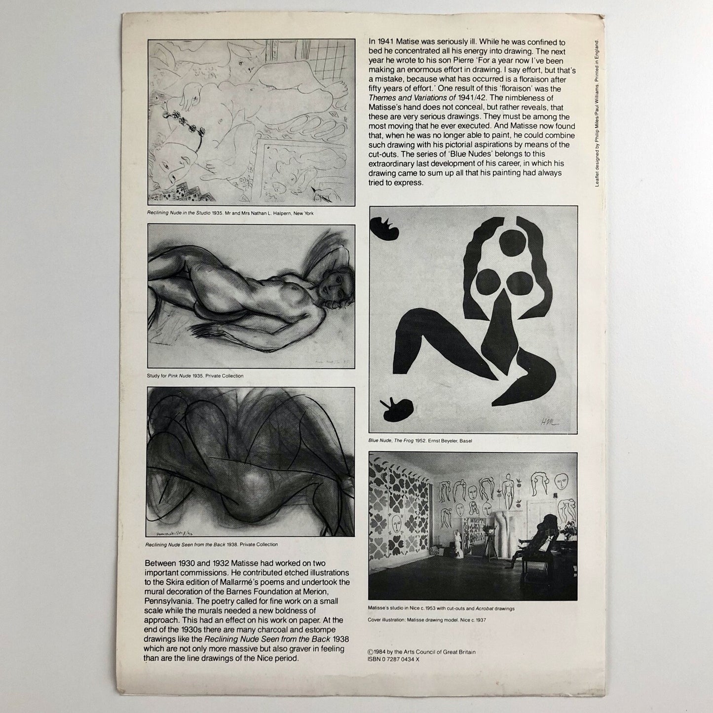 Henri Matisse Drawings | Hayward Gallery exhibition leaflet, 1985