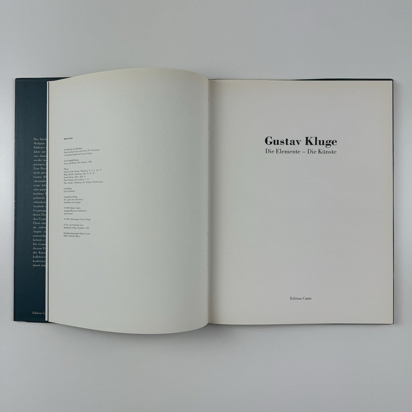 Gustav Kluge. Die Elemente - Die Künste | Edition Cantz, 1992 catalogue