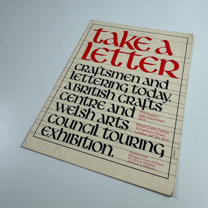 Postcard for 'take a letter' craftsmen and lettering today | British Crafts Centre & Welsh Arts Council 1979