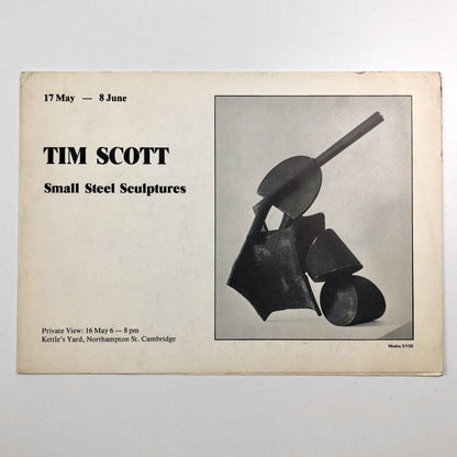 Private view invite for Tim Scott Small Steel Sculptures | Kettle's Yard, Cambridge, 1980