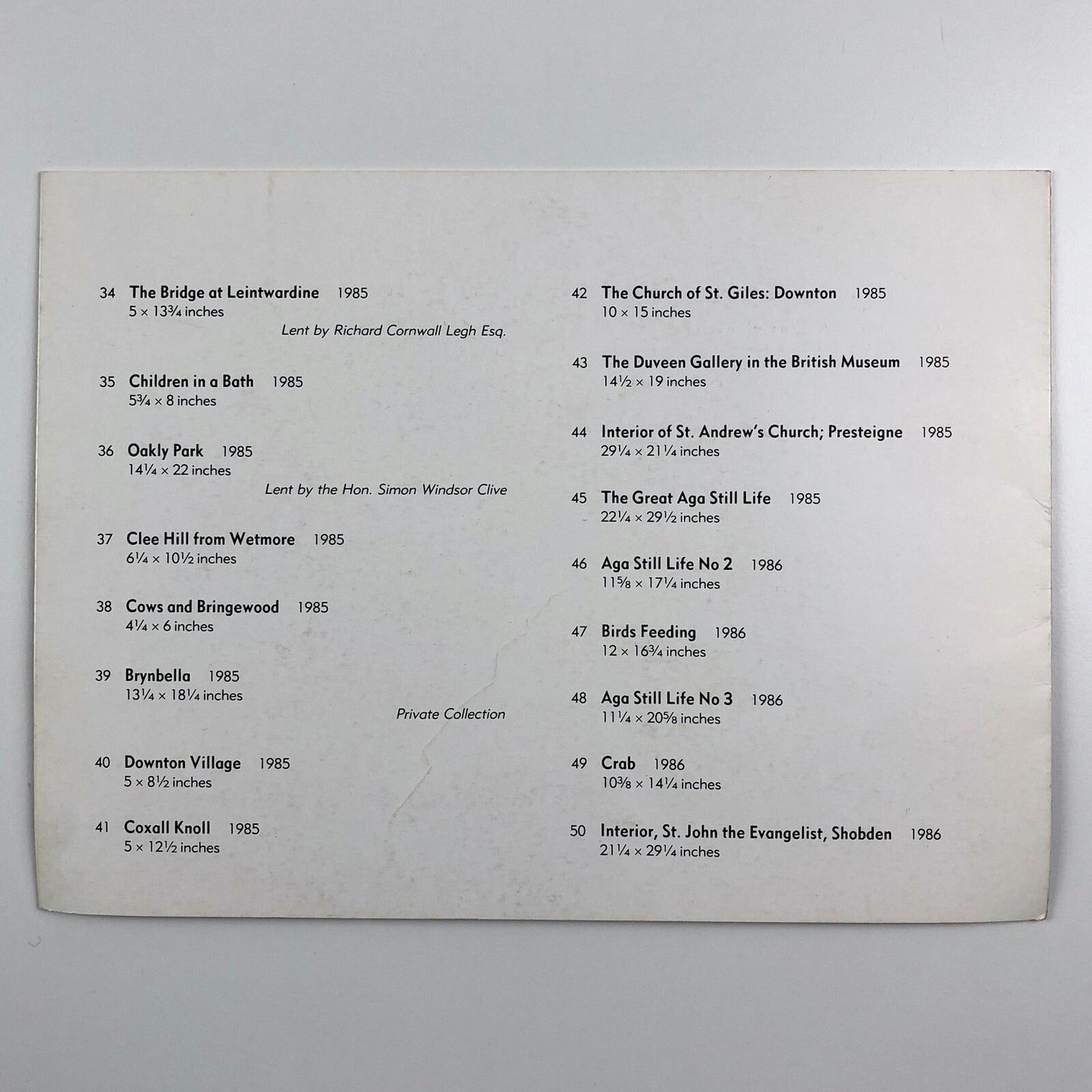 Recent Watercolours by John Napper | Thomas Agnew 1986 folding card/catalogue