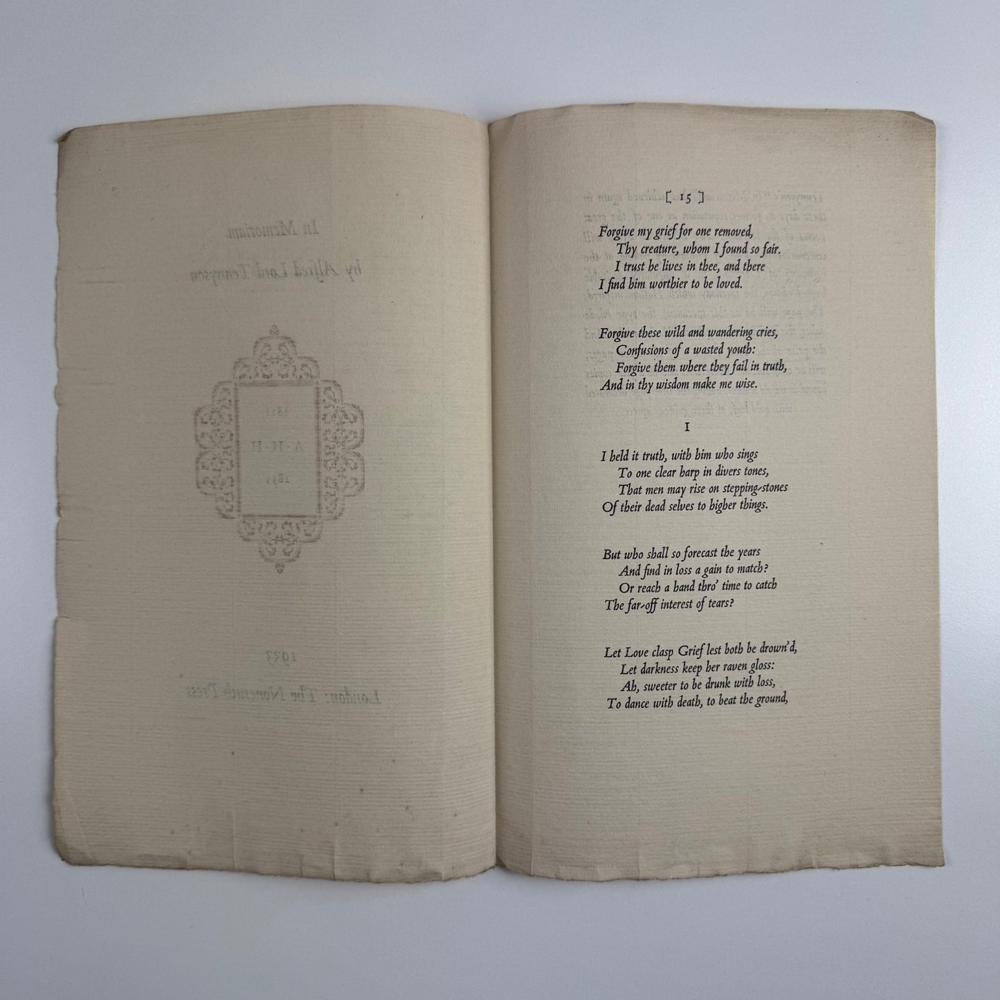 Prospectus for In Memoriam by Alfred Lord Tennyson. The Nonesuch Press, 1933