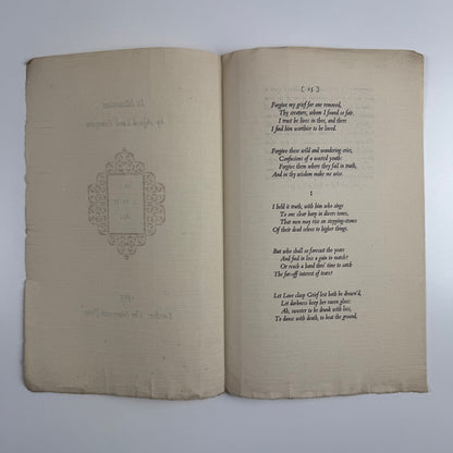 Prospectus for In Memoriam by Alfred Lord Tennyson. The Nonesuch Press, 1933