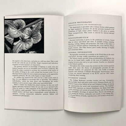 Prospectus of Photography. The department and its facilities | Guildford School of Art, 1960s | introduction by Ifor Thomas