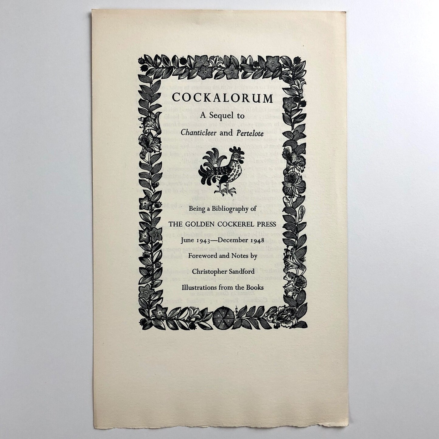 Single sheet prospectus for Cockalorum | The Golden Cockerel Press, 1948