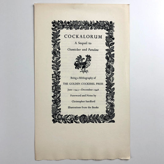 Single sheet prospectus for Cockalorum | The Golden Cockerel Press, 1948