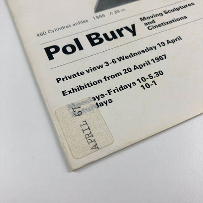 Fold-out card for Pol Bury Moving Sculptures and Cinetizations | Kasmin Ltd, 1967 [kinetic art]