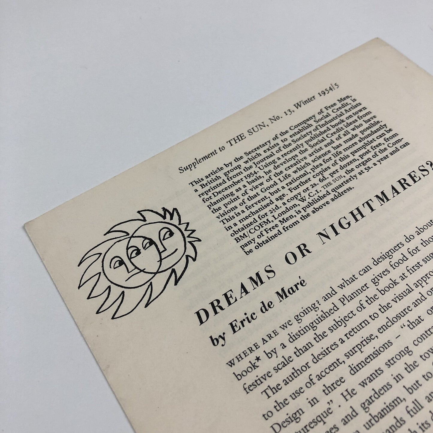Supplement to The Sun, No. 13 Winter 1954/5 | Dreams or Nightmares? Eric de Maré