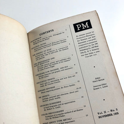 PM Volume 2 | PM An Intimate Journal for Production Managers, Art Directors and their Associates | September 1935 to August 1936 12 issues