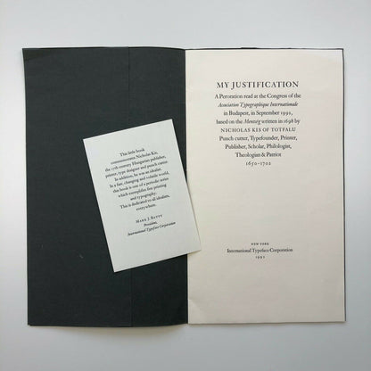 My Justification – Congress of the Association Typographique, 1992 | Colin Banks | Limited edition booklet